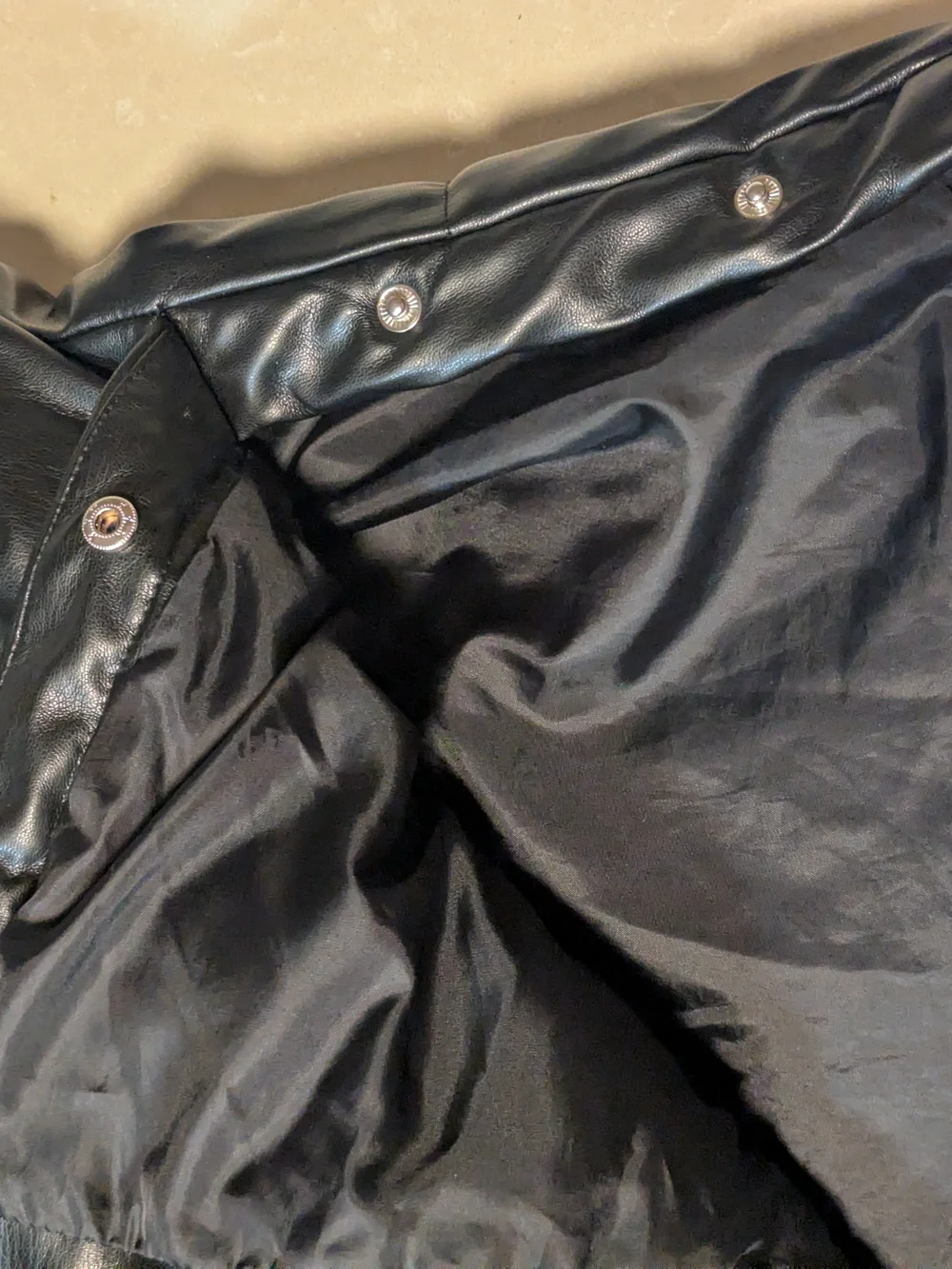 Vigoss Black Quilted Faux Leather Hooded Vest